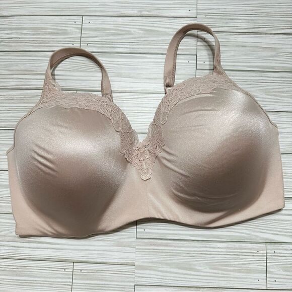 PLAYTEX LINED NUDE PINK LACE TRIM BRA 44DD - Picture 1 of 9